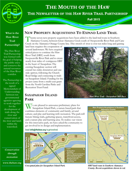 THE MOUTH of the HAW the NEWSLETTER of the HAW RIVER TRAIL PARTNERSHIP Fall 2015