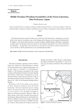 Middle Permian (Wordian) Foraminifers of the Furen Limestone, Oita Prefecture, Japan