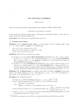 Von Neumann Algebras