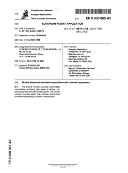 Alcohol Based Anti-Microbial Compositions with Cosmetic Appearance