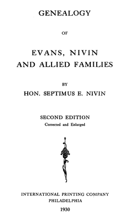Genealogy Evans, Nivin and Allied Families