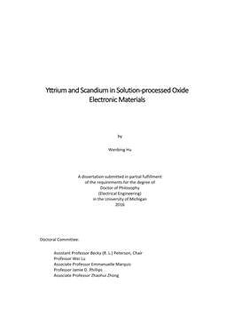 Yttrium and Scandium in Solution‐Processed Oxide Electronic Materials