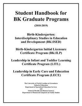 Student Handbook for BK Graduate Programs