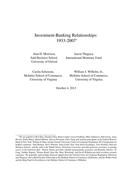 Investment-Banking Relationships: 1933-2007∗