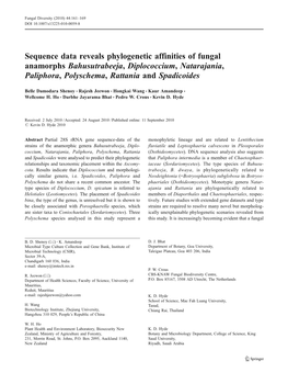 Sequence Data Reveals Phylogenetic Affinities of Fungal Anamorphs Bahusutrabeeja, Diplococcium, Natarajania, Paliphora, Polyschema, Rattania and Spadicoides