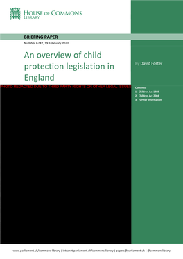 An Overview of Child Protection Legislation in England