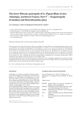 The Lower Pliocene Gastropods of Le Pigeon Blanc (Loire- Atlantique, Northwest France). Part 5* – Neogastropoda (Conoidea) and Heterobranchia (Fine)