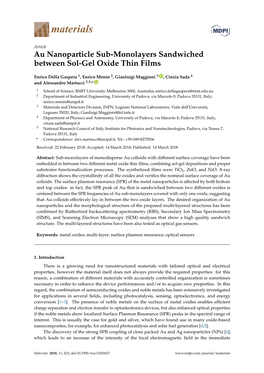 Au Nanoparticle Sub-Monolayers Sandwiched Between Sol-Gel Oxide Thin Films