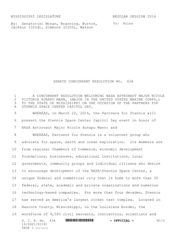 MISSISSIPPI LEGISLATURE REGULAR SESSION 2016 By