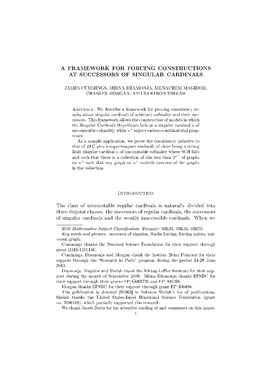 A Framework for Forcing Constructions at Successors of Singular Cardinals