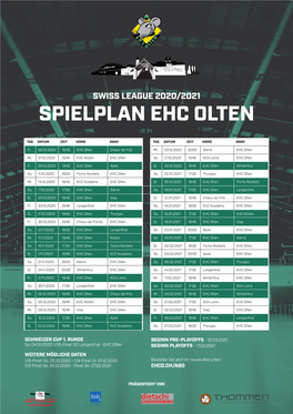 Spielplan Ehc Olten