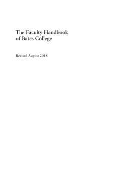 The Faculty Handbook of Bates College