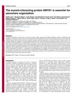 The Myosin-Interacting Protein SMYD1 Is Essential for Sarcomere Organization