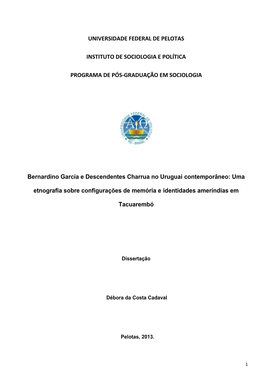 Bernardino García E Descendentes Charrua No Uruguai Contemporâneo: Uma