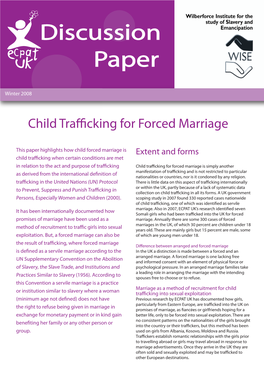 Trafficking for Forced Marriage