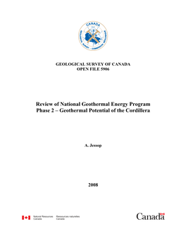 Review of National Geothermal Energy Program Phase 2 – Geothermal Potential of the Cordillera