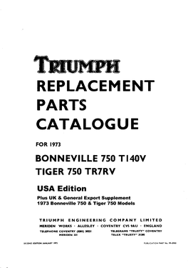 Replacement Parts Catalogue