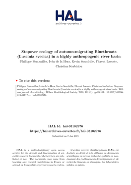 Luscinia Svecica) in a Highly Anthropogenic River Basin Philippe Fontanilles, Iván De La Hera, Kevin Sourdrille, Florent Lacoste, Christian Kerbiriou