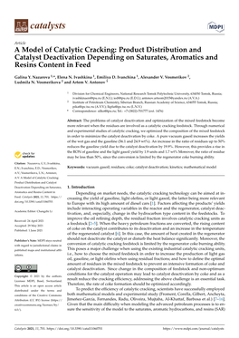 A Model of Catalytic Cracking: Product Distribution and Catalyst Deactivation Depending on Saturates, Aromatics and Resins Content in Feed