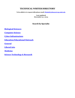 Technical Writer Directory