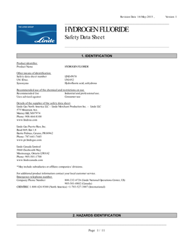 HYDROGEN FLUORIDE Safety Data Sheet