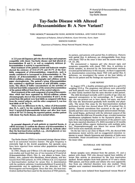 Tay-Sachs Disease with Altered P-Hexosaminidase B: a New Variant?