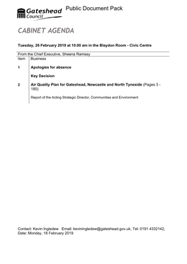 (Public Pack)Agenda Document for Cabinet, 26/02/2019 10:00