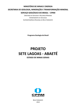 Projeto Sete Lagoas - Abaeté Estado De Minas Gerais