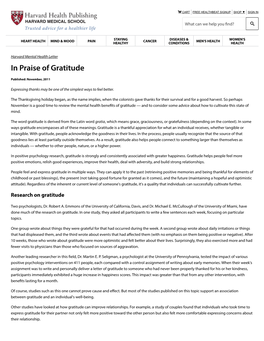 In Praise of Gratitude