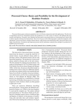 Processed Cheese: Basics and Possibility for the Development of Healthier Products