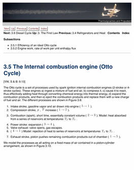 3.5 the Internal Combustion Engine (Otto Cycle)