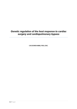 Genetic Regulation of the Host Response to Cardiac Surgery and Cardiopulmonary Bypass