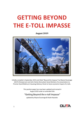 Getting Beyond the E-Toll Impasse