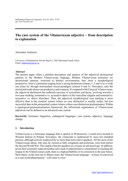 The Case System of the Vilamovicean Adjective – from Description to Explanation