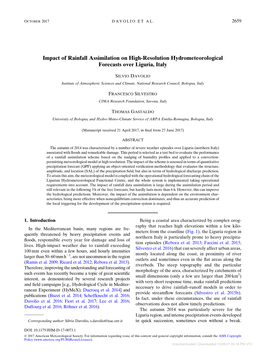 Impact of Rainfall Assimilation on High-Resolution Hydrometeorological Forecasts Over Liguria, Italy