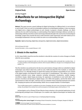 A Manifesto for an Introspective Digital Archaeology
