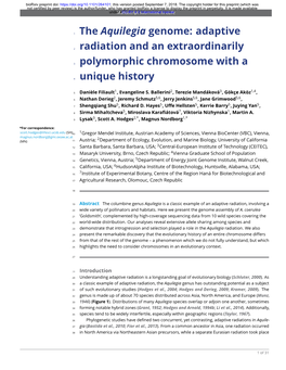 The Aquilegia Genome: Adaptive Radiation and An