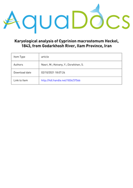 Karyological Analysis of Cyprinion Macrostomum Heckel, 1843, from Godarkhosh River, Ilam Province, Iran