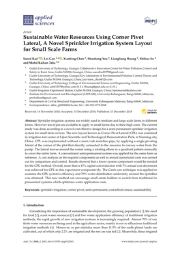 Sustainable Water Resources Using Corner Pivot Lateral, a Novel Sprinkler Irrigation System Layout for Small Scale Farms