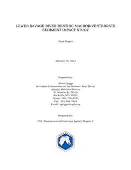 Lower Savage River Benthic Macroinvertebrate Sediment Impact Study