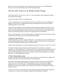 The Day After Tomorrow & Abrupt Climate Change