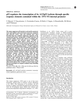 P53 Regulates the Transcription of Its &Delta