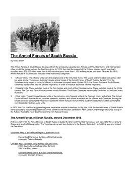 The Armed Forces of South Russia by Marja Erwin