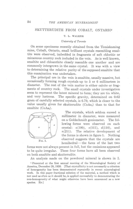 54 SKUTTERUDITE FROX{ COBALT. ONTARIOI on Some Specimens