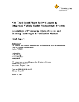 Non-Traditional Flight Safety Systems and IVHM