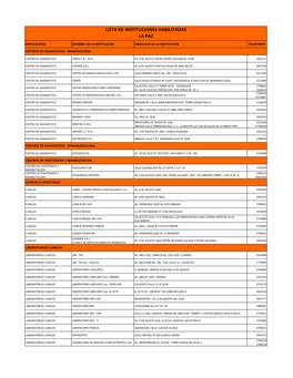 Lista De Instituciones Habilitadas La Paz