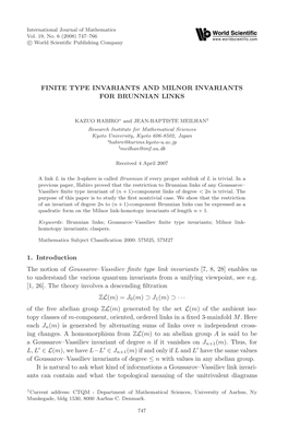 Finite Type Invariants and Milnor Invariants for Brunnian Links