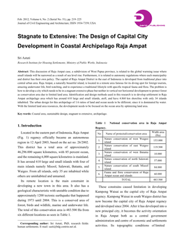 Stagnate to Extensive: the Design of Capital City Development in Coastal Archipelago Raja Ampat