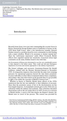 Fighting the Mau Mau: the British Army and Counter-Insurgency in the Kenya Emergency Huw Bennett Excerpt More Information