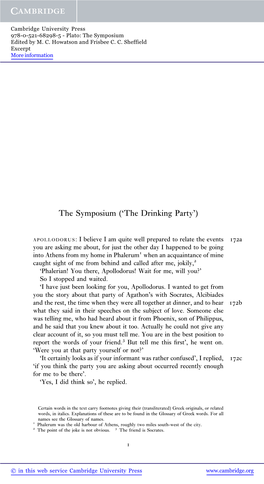 The Symposium ('The Drinking Party')